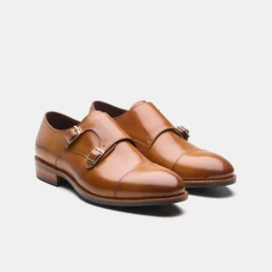 Goodyear Welted Double Strap Tan Monk Shoe